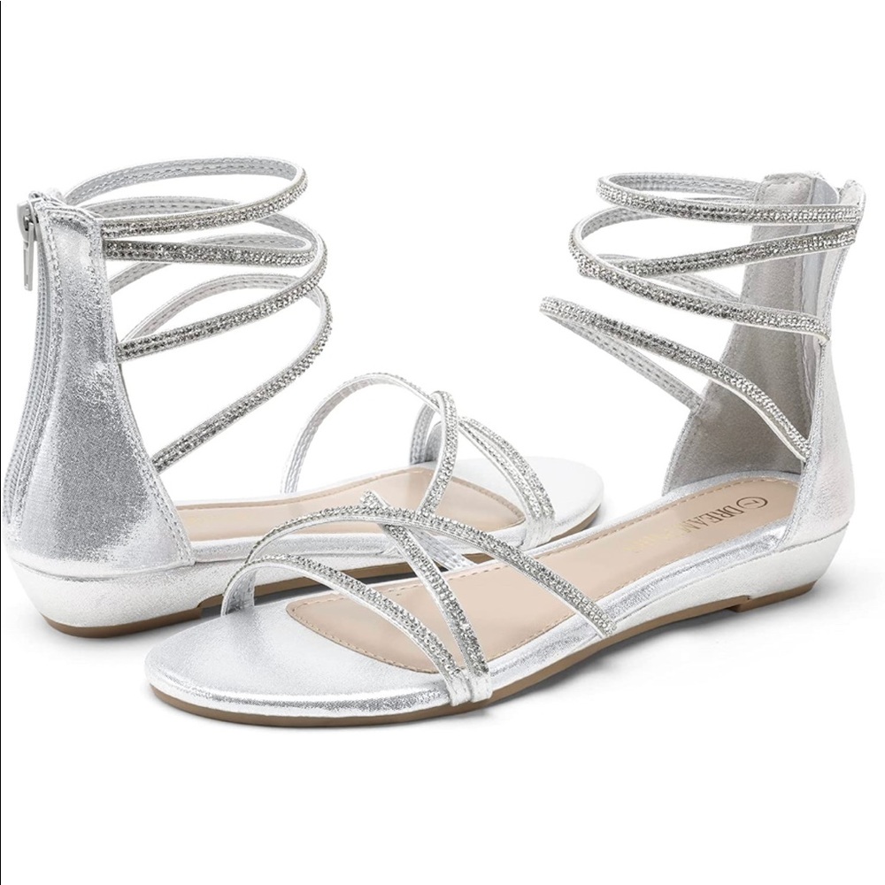 Silver Rhinestoned Sandals